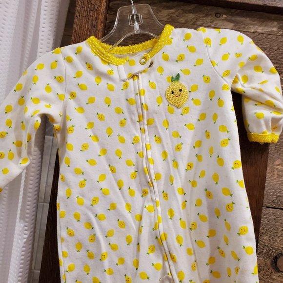 Carter's 6 Month Footed One Piece Yellow Lemons - Picture 4 of 8